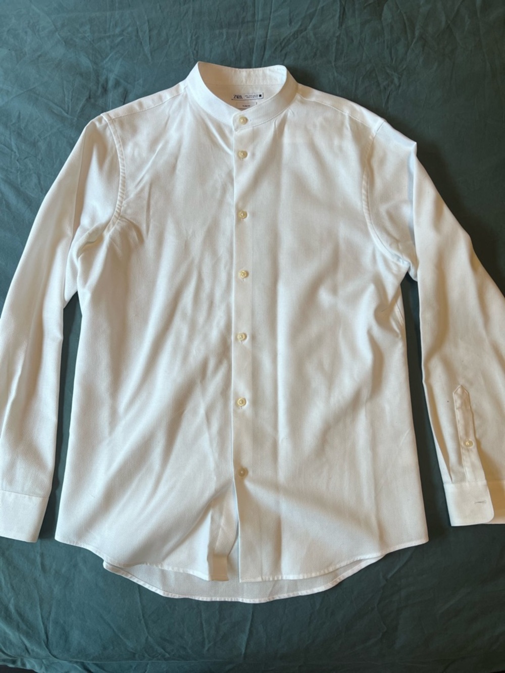 Zara White Band-Collar Dress Shirt